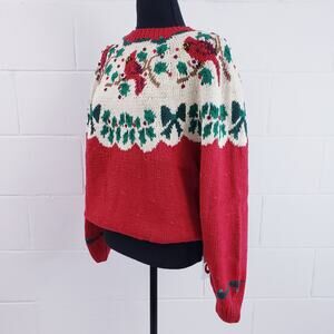 90s BellePointe Cardinal Birds Adornment Pullover Knit Sweater Size Small NWT